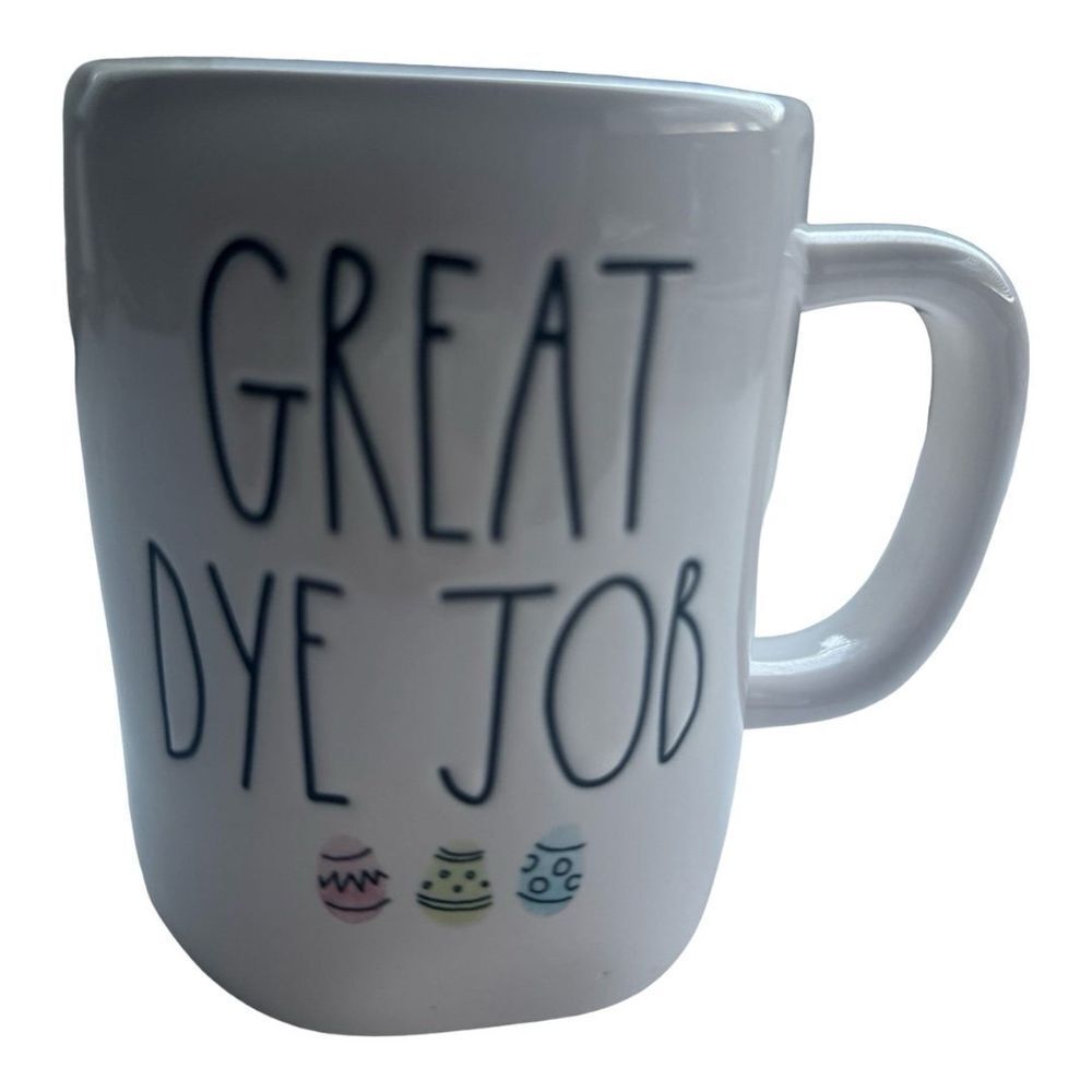 Rae‎ Dunn Great Dye Job Easter Mug, White Ceramic Coffee Cup